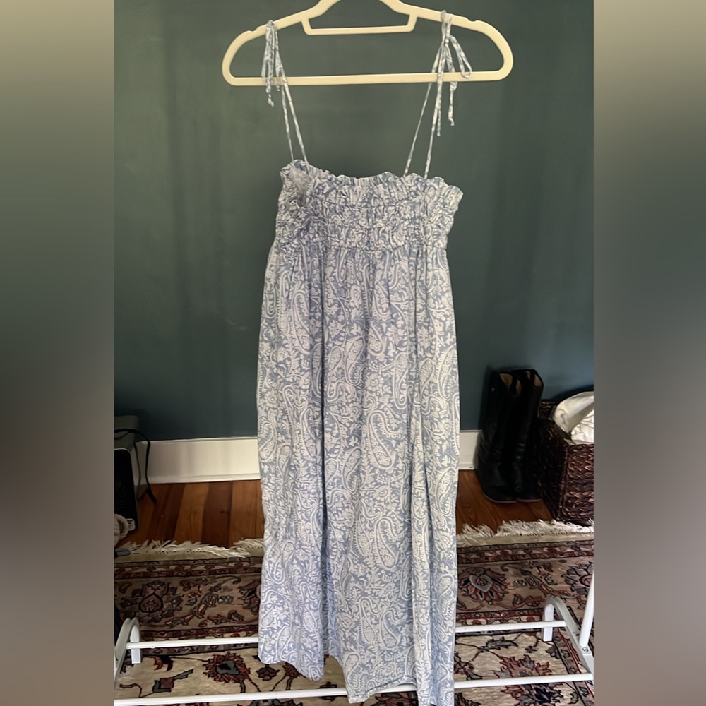 OPT smocked dress with tie shoulder